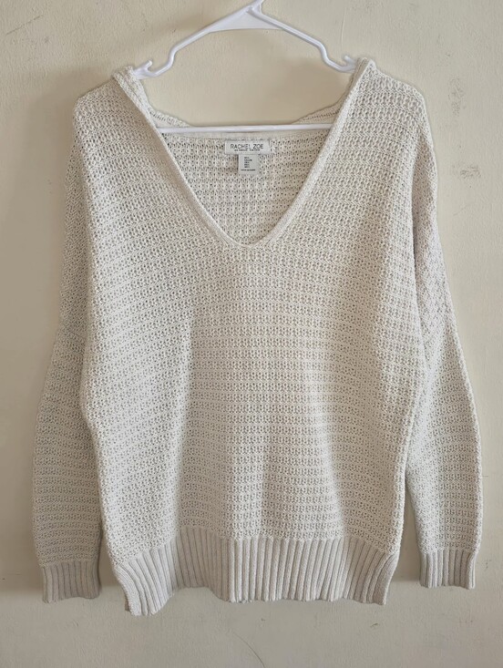 Rachel Zoe Sweaters - Rachel Zoe Hooded Crochet Knit Sweater Women’s Large Cream Heavyweight
